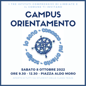 Campus Orientamento – sabato 8 ottobre 2022, dalle 9.30 in piazza Aldo Moro