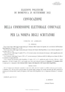 Convocazione Commissione Elettorale per nomina scrutatori
