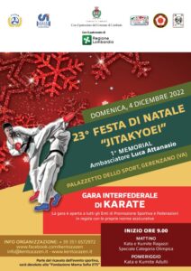 “23° Festa di Natale Jitakyoei 1° Memorial ambasciatore Luca Attanasio” – 4 dicembre, ore 9.00