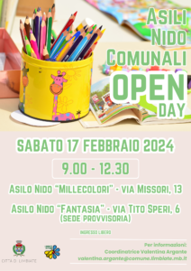 Asili Nido comunali: Open Day – 17 febbraio, dalle ore 9.00